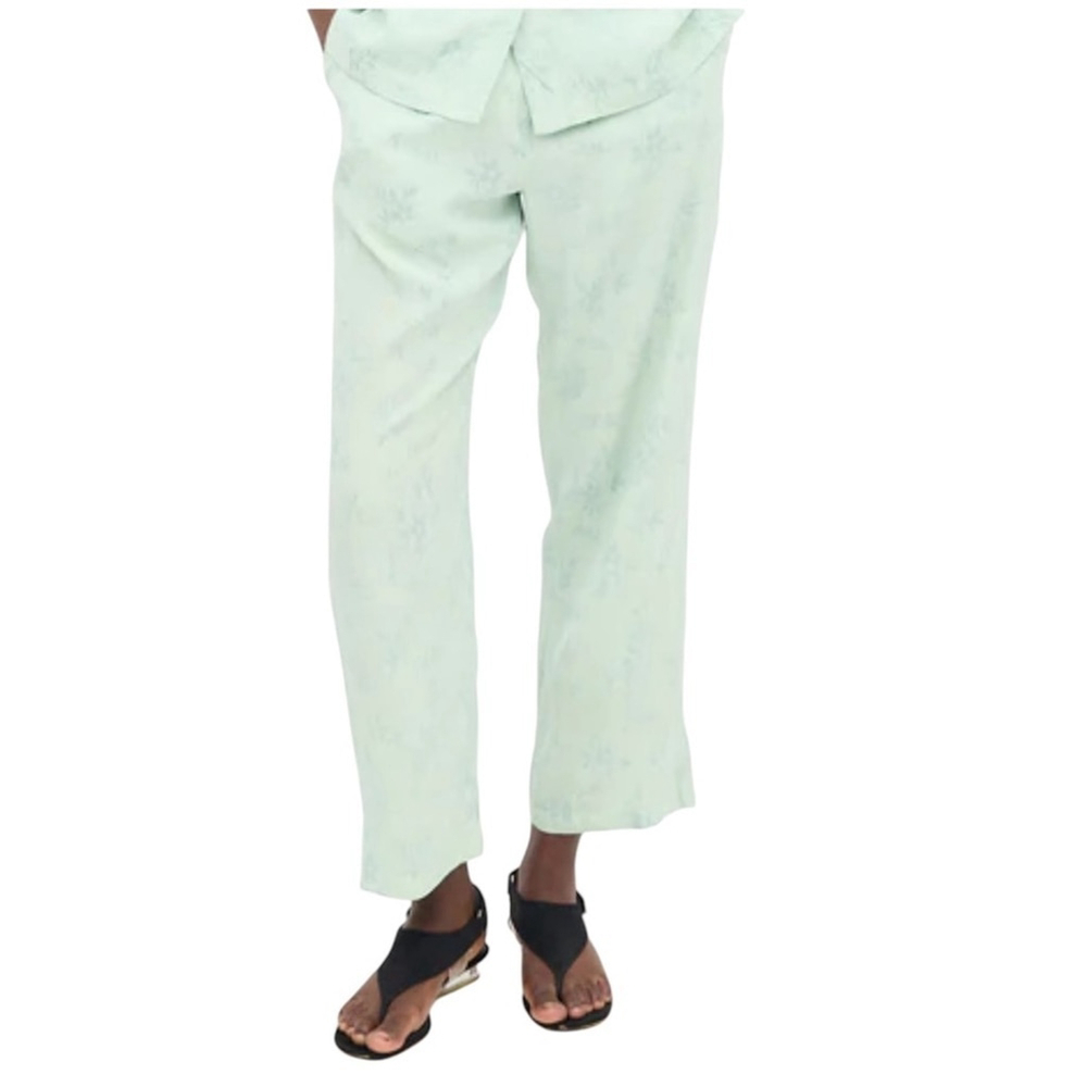 Raquel Allegra NWT Floral Jaquard Trousers in Mint Green Sz 2 (L)